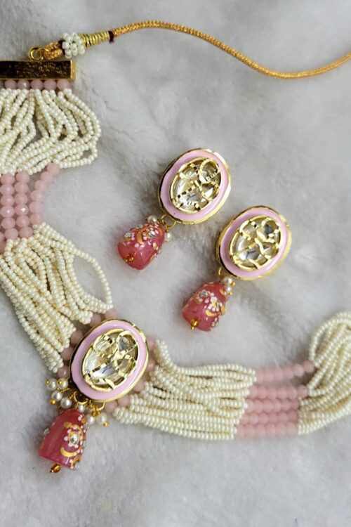 Pearl Choker Set with Earrings
