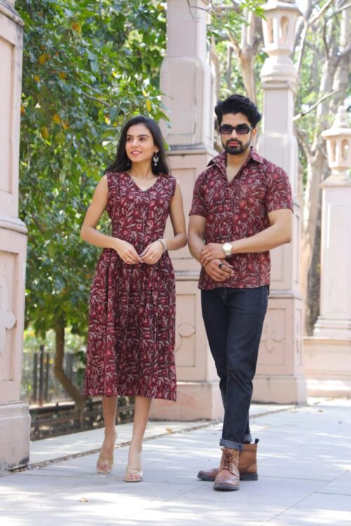 Pure Handblock Cotton Combo of One piece & Half Sleeves Shirt